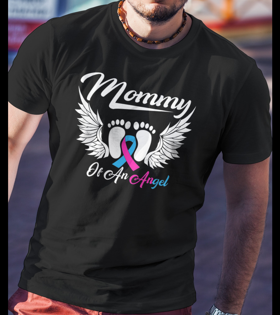 Mommy Of An Angel Miscarriage Awareness Footprints And Wings T-Shirt