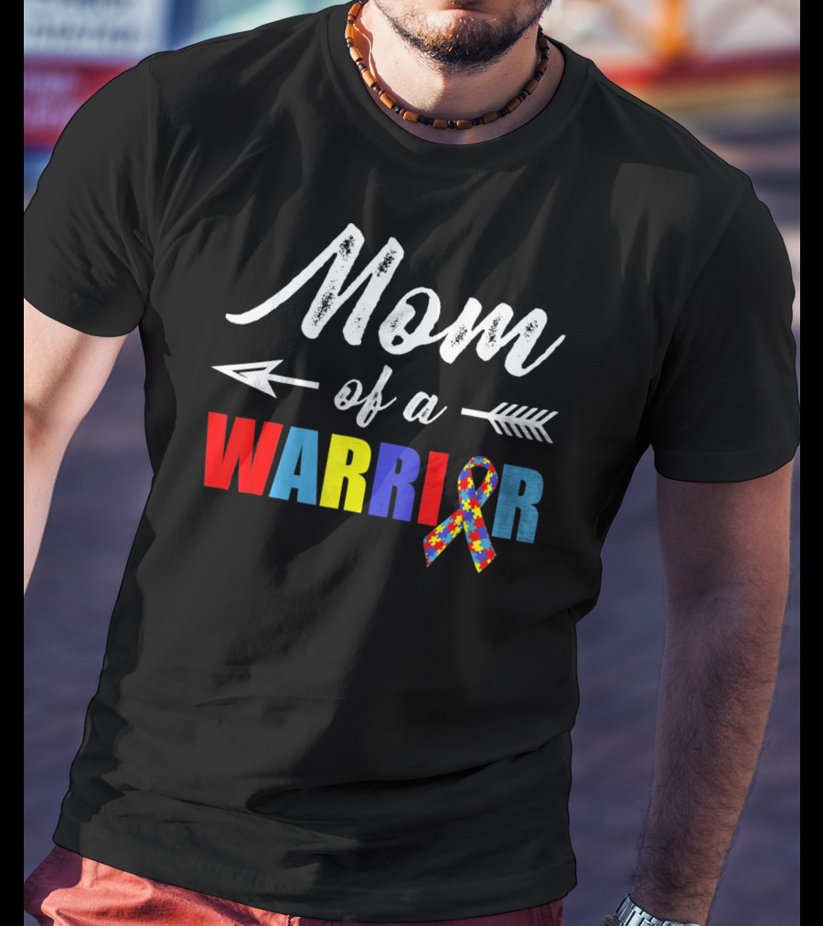Mom Of A Warrior Autism Awareness Bow And Arrow T-Shirt