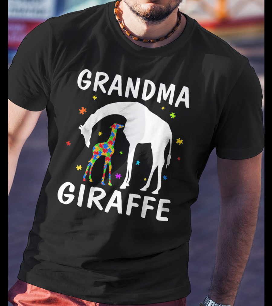 Grandma Giraffe Autism Awareness T-Shirt
