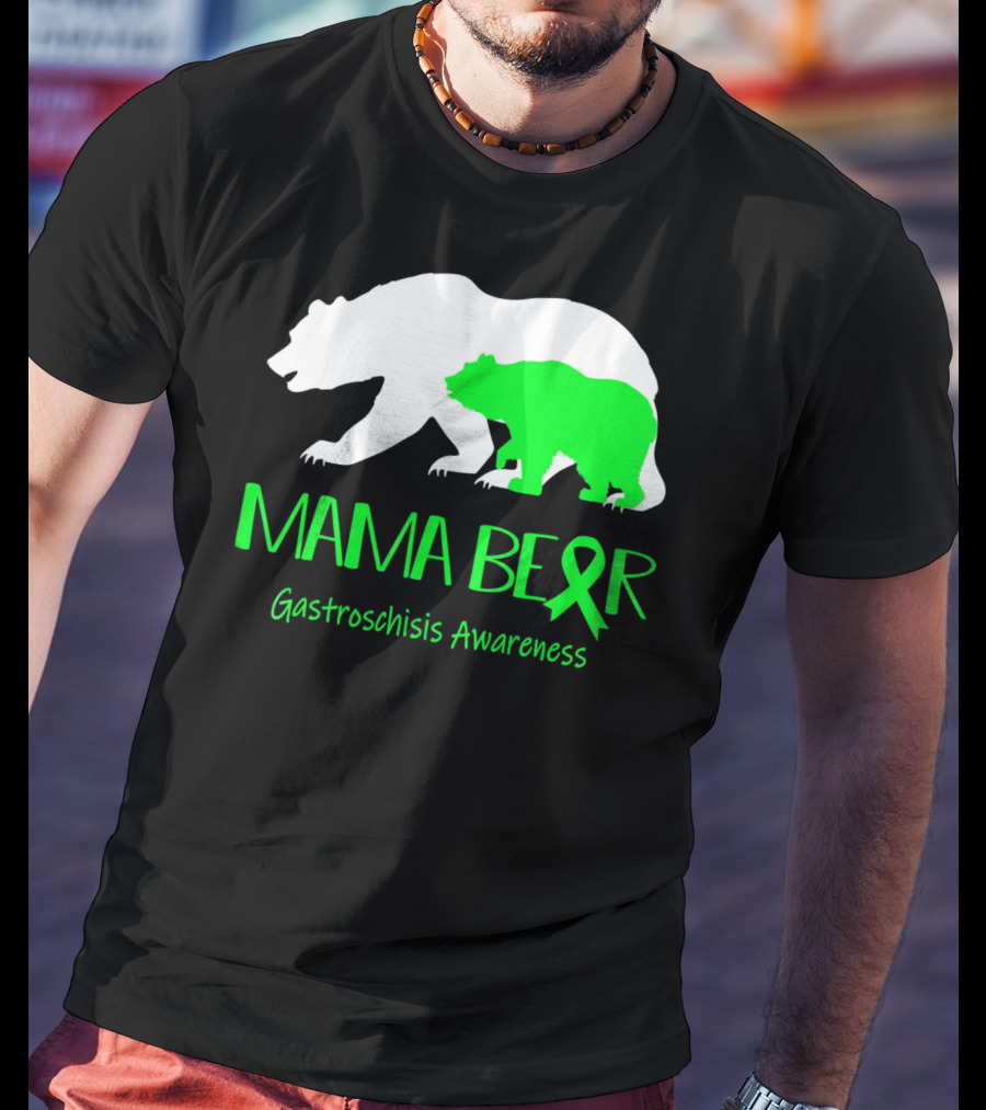 Mama Bear Gastroschisis Awareness Ribbon Symbol Bears T-Shirt