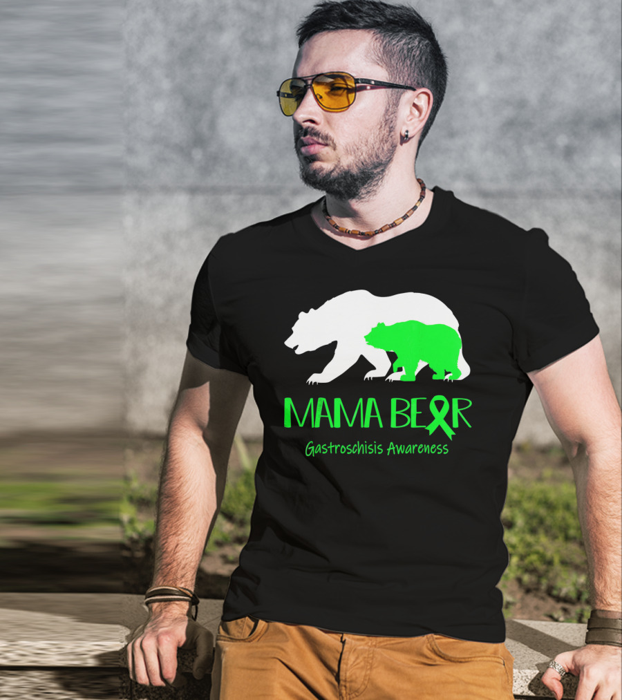 Mama Bear Gastroschisis Awareness Ribbon Symbol Bears T-Shirt