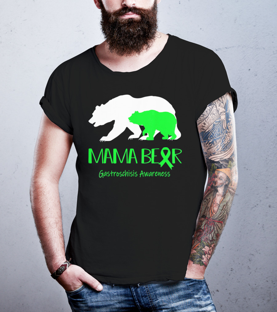 Mama Bear Gastroschisis Awareness Ribbon Symbol Bears T-Shirt