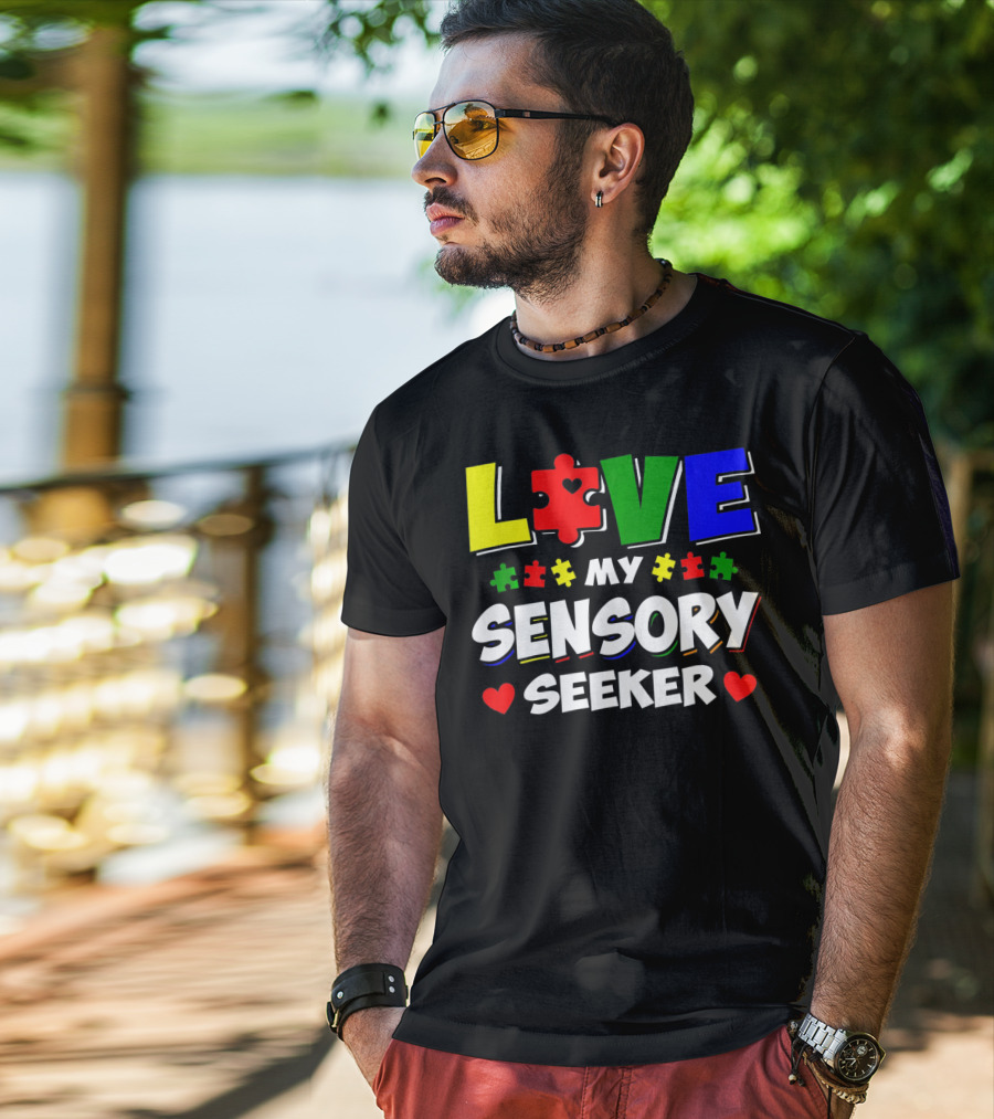 Love My Sensory Seeker Autism Awareness Day Puzzle T-Shirt