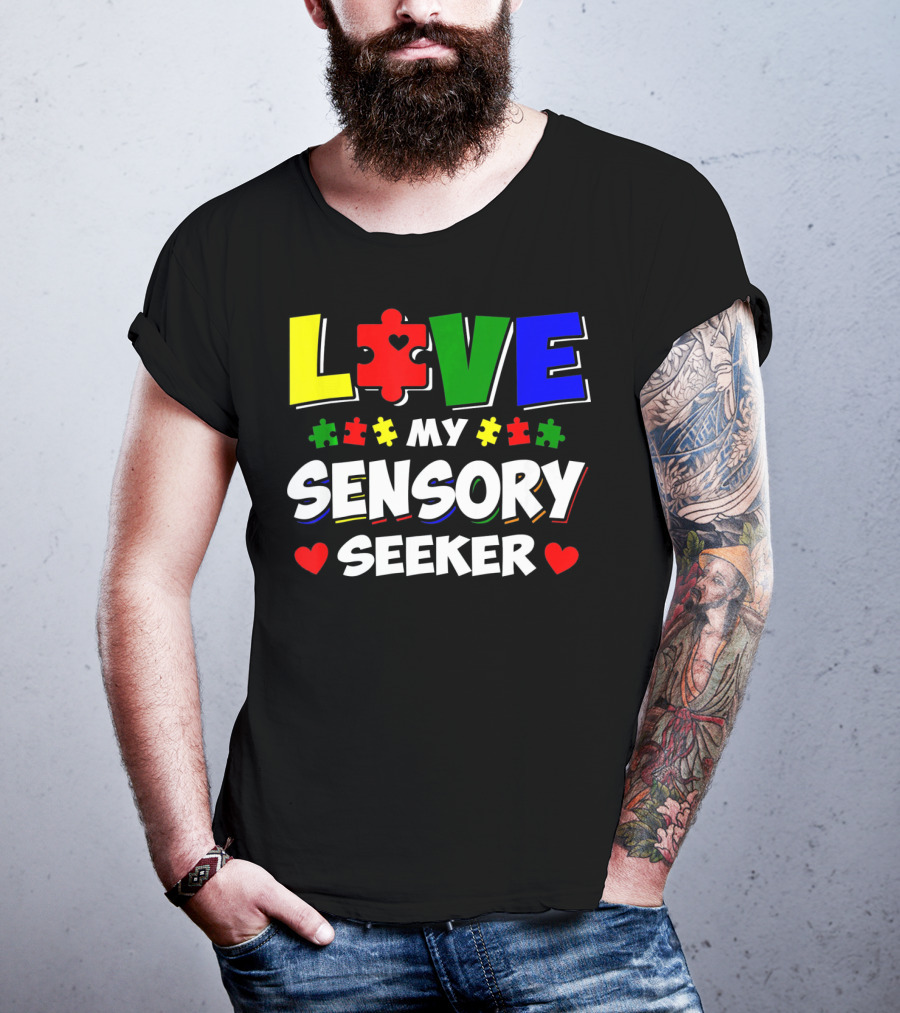 Love My Sensory Seeker Autism Awareness Day Puzzle T-Shirt