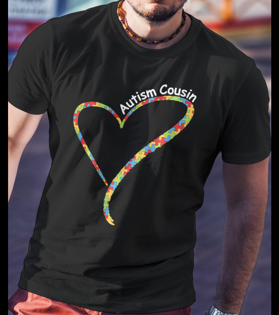 Autism Cousin Puzzle Heart Awareness T-Shirt