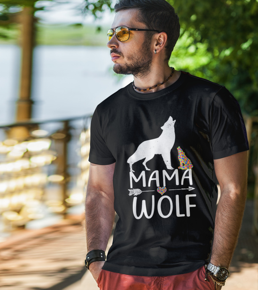 Mama Wolf Autism Awareness Autis T-Shirt