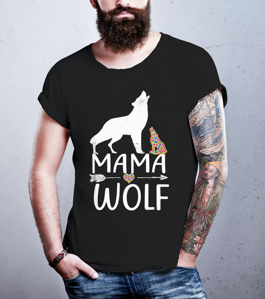 Mama Wolf Autism Awareness Autis T-Shirt