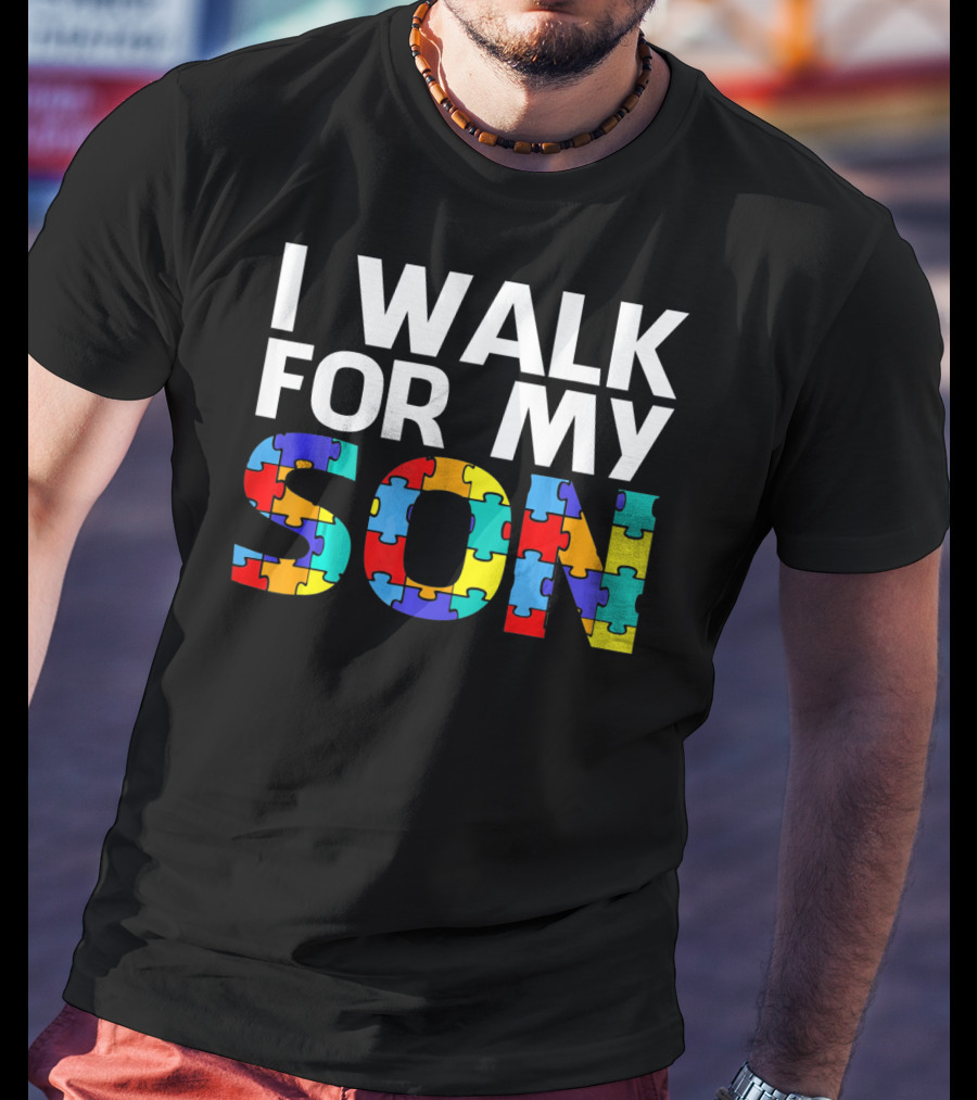 Autism Awareness I Walk For My Son Puzzle Piece T-Shirt