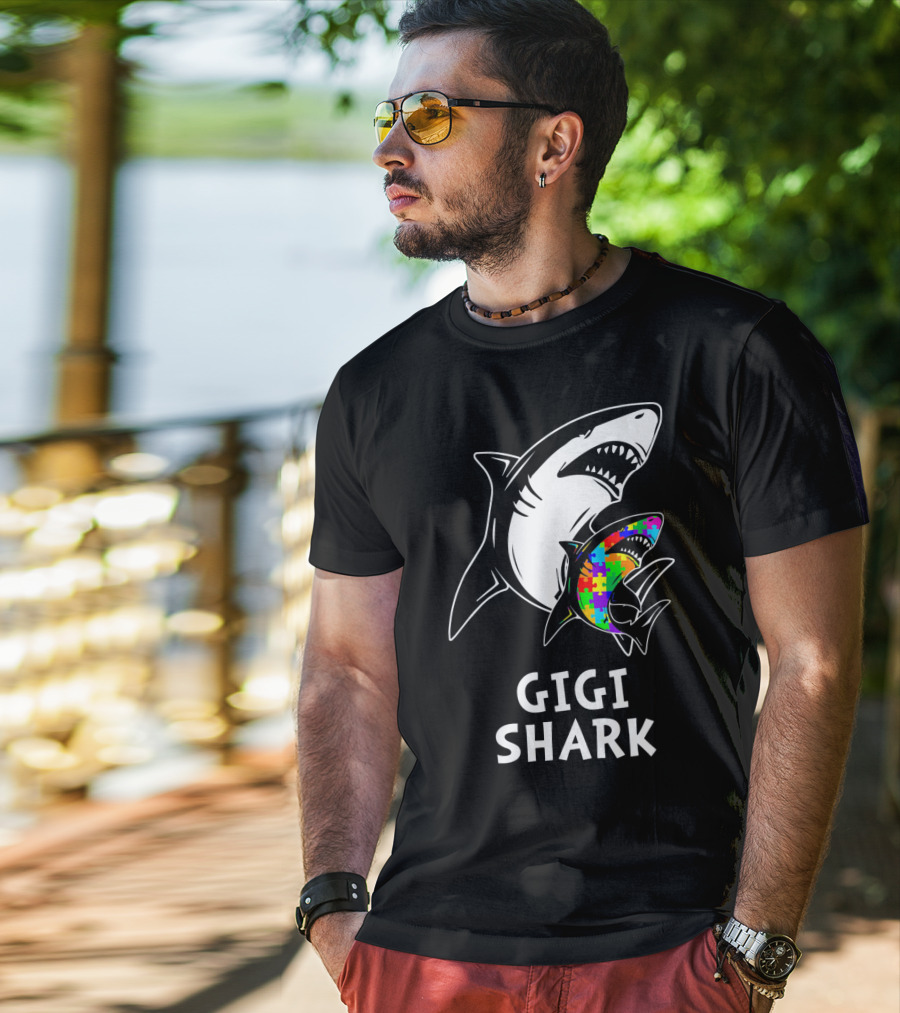 Gigi Shark Autism Awareness Puzzle Sharks T-Shirt