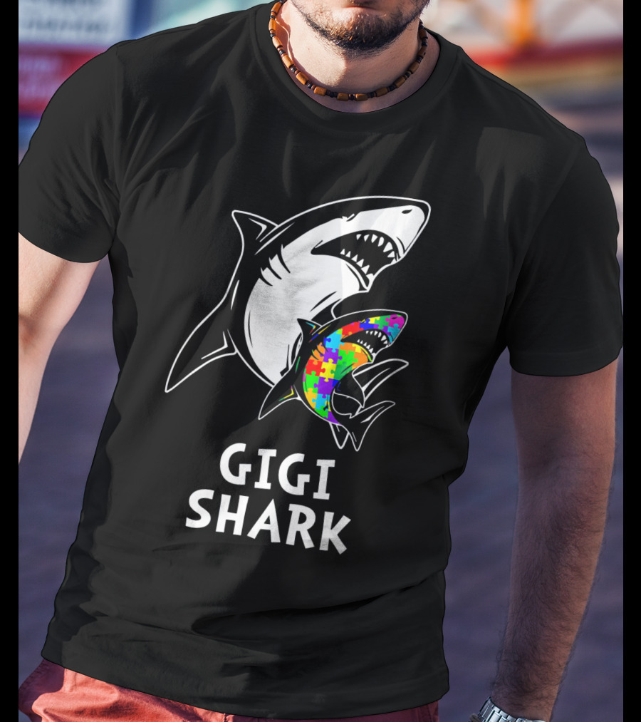 Gigi Shark Autism Awareness Puzzle Sharks T-Shirt