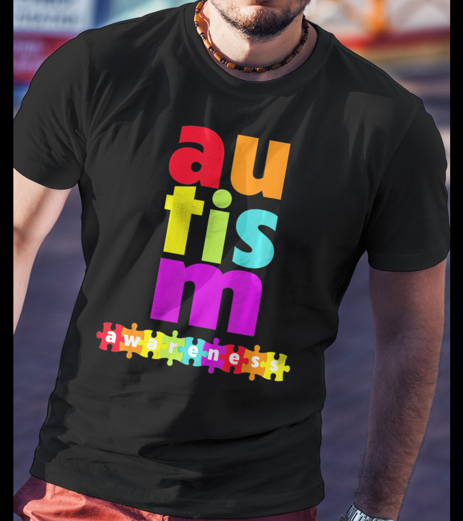 Autism Awareness Rainbow Puzzle Piece Autism Awareness T-Shirt