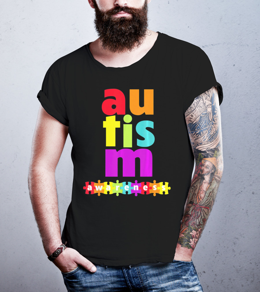 Autism Awareness Rainbow Puzzle Piece Autism Awareness T-Shirt