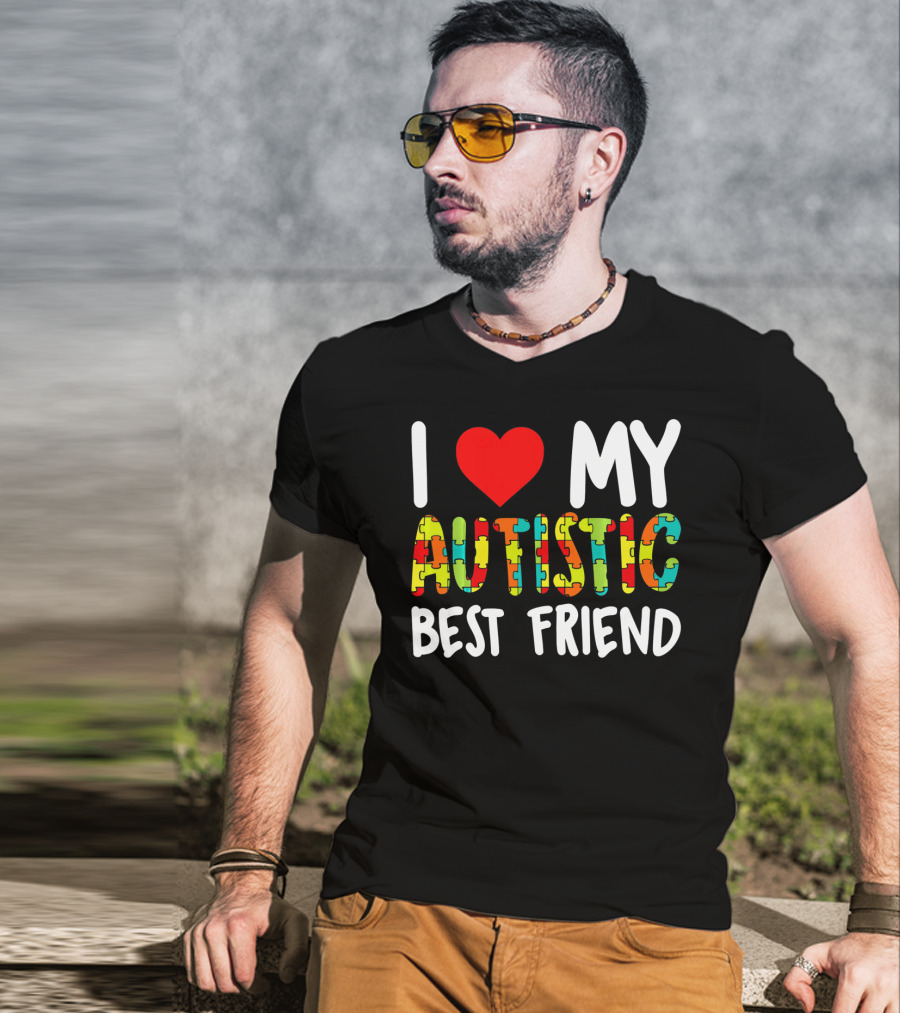I Love My Autistic Best Friend Puzzle T-Shirt