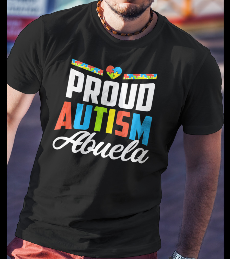 Proud Autism Abuela Heart Puzzle Awareness Support T-Shirt