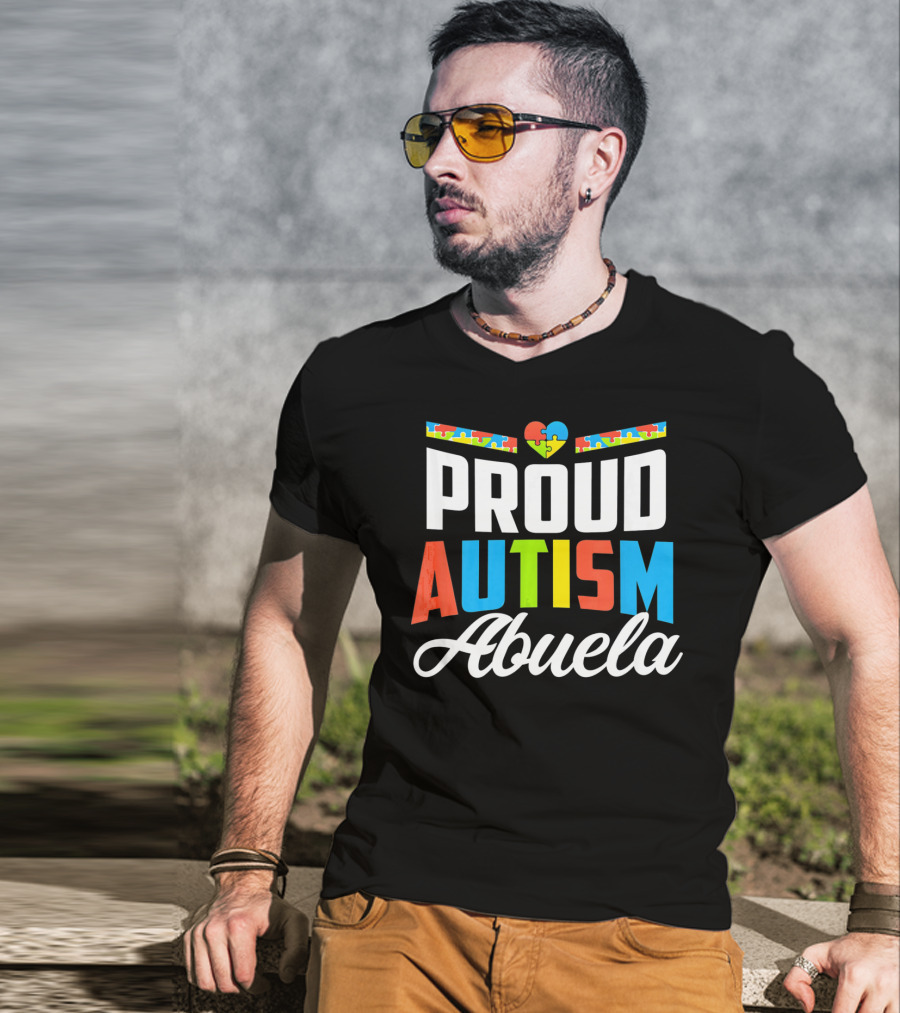 Proud Autism Abuela Heart Puzzle Awareness Support T-Shirt