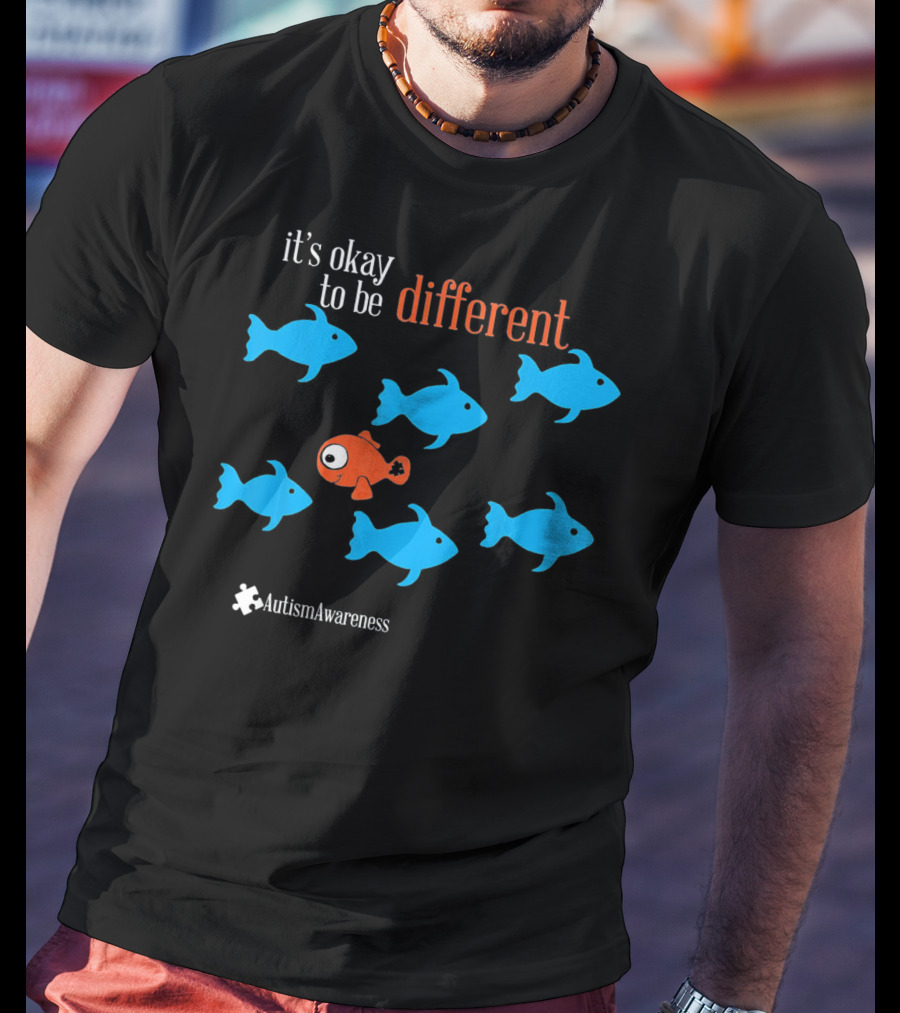 It's Okay To Be Different Autism Awareness Puzzle Fish T-Shirt