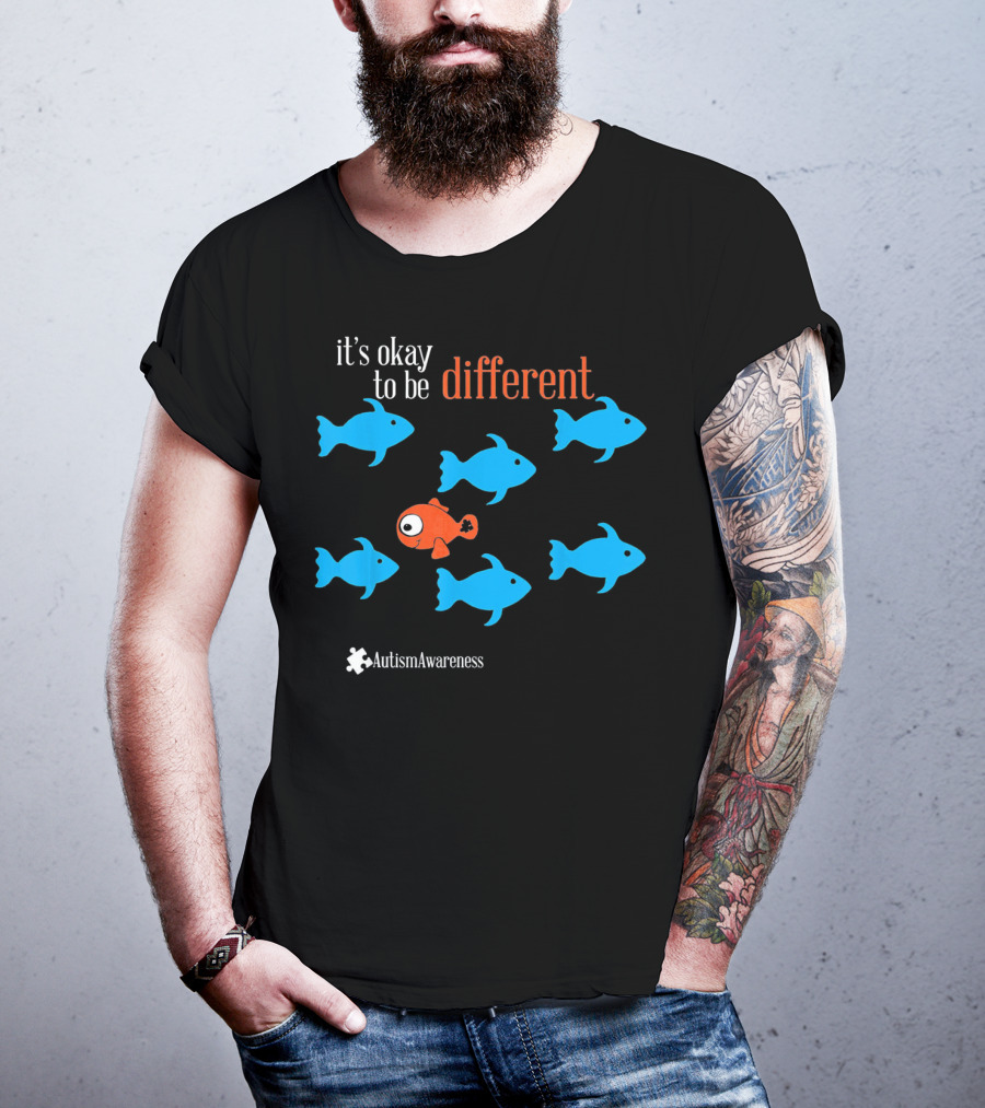 It's Okay To Be Different Autism Awareness Puzzle Fish T-Shirt