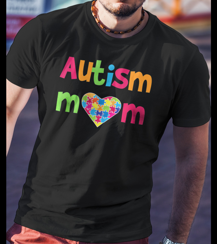 Autism Mom Heart Puzzle Autistic Awareness T-Shirt