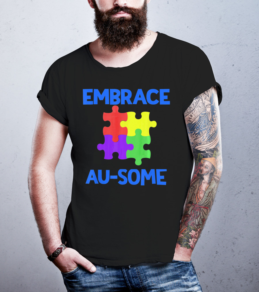 Embrace Au-some Autism Awareness Puzzle Piece T-Shirt