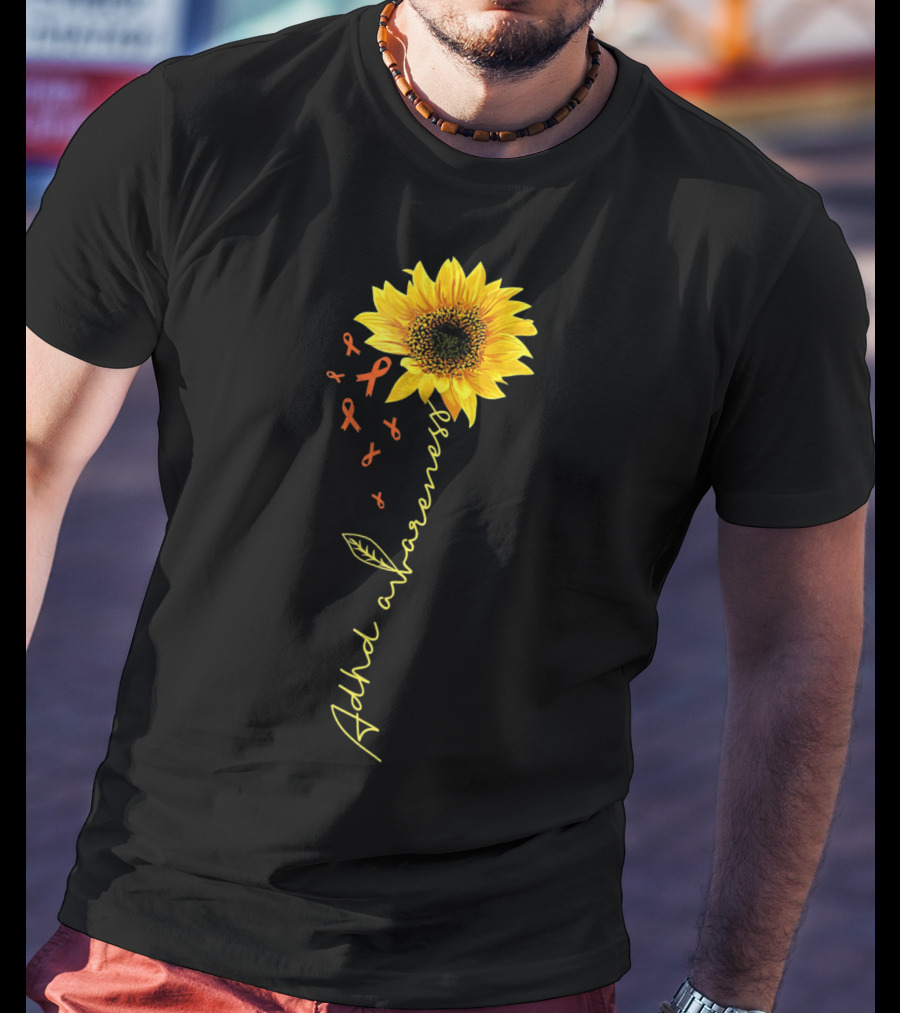 ADHD Awareness Sunflower Ribbon Warrior T-Shirt