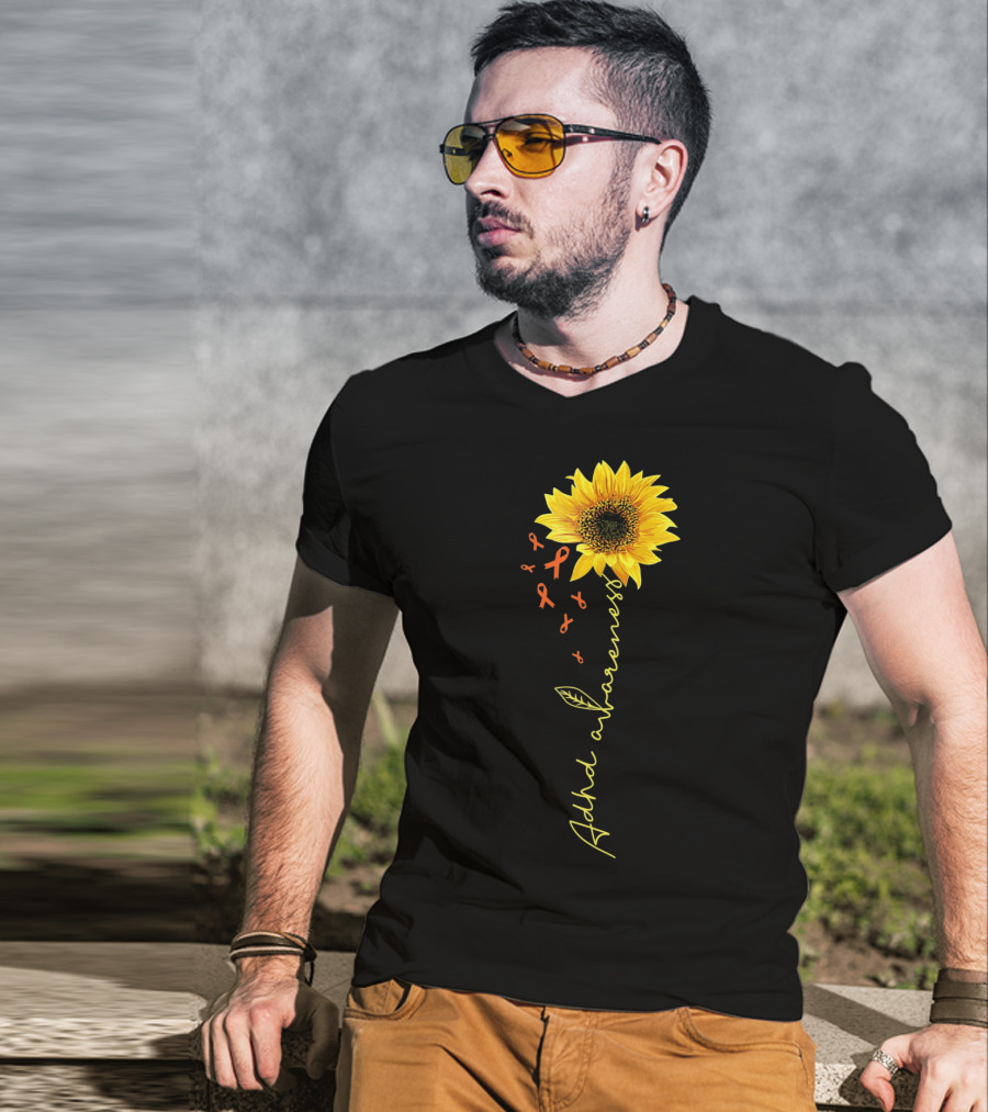 ADHD Awareness Sunflower Ribbon Warrior T-Shirt