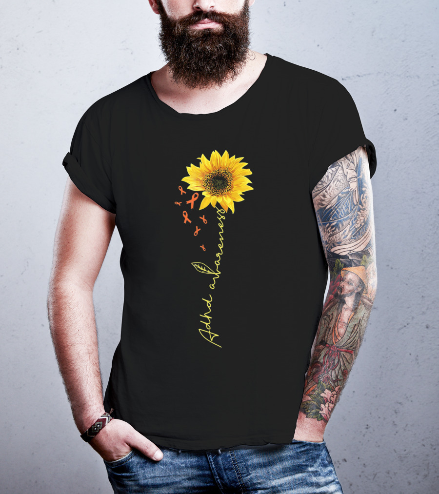 ADHD Awareness Sunflower Ribbon Warrior T-Shirt