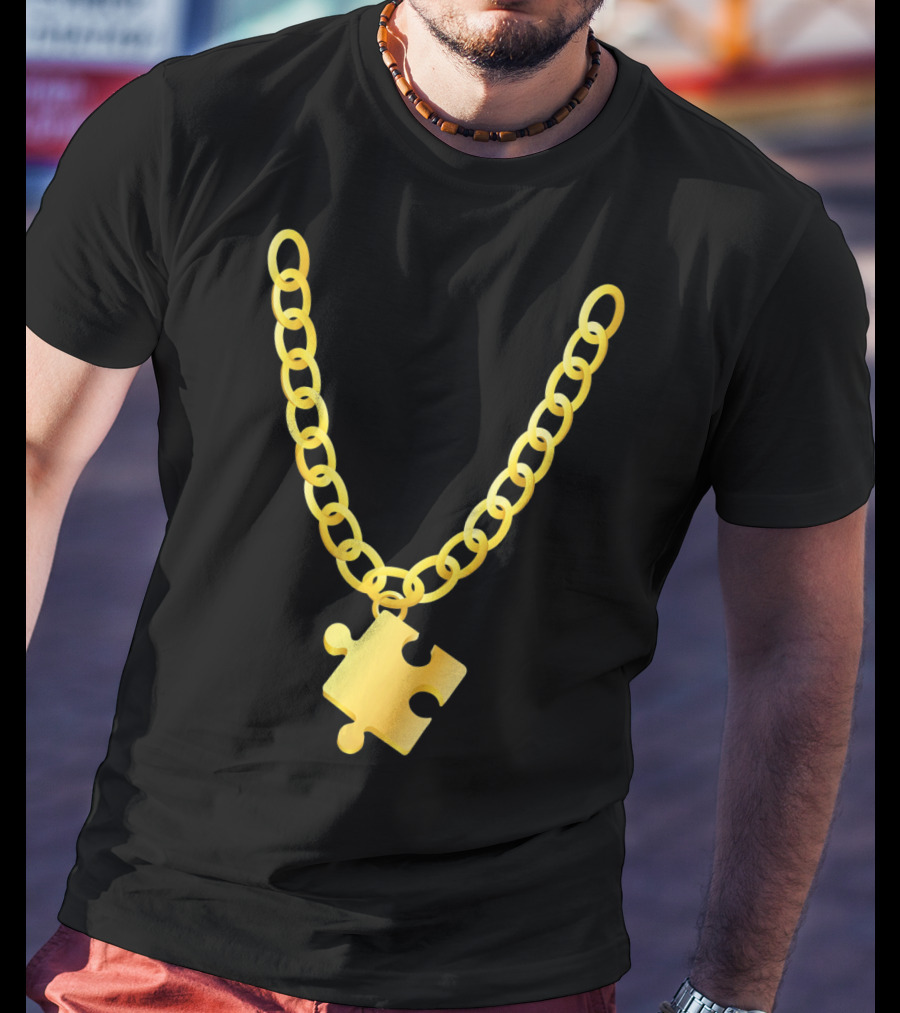 Original Autism Awareness Gold Puzzle Necklace T-Shirt