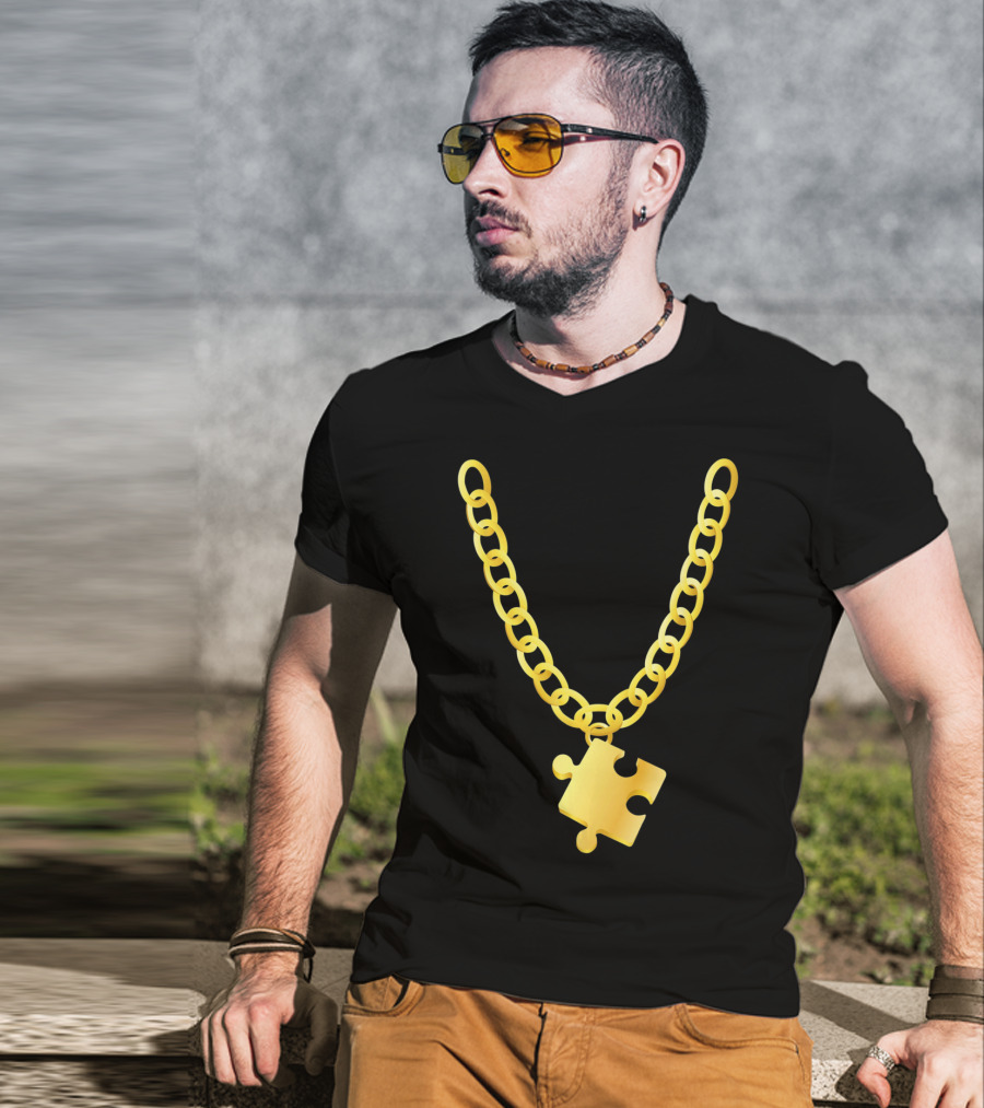 Original Autism Awareness Gold Puzzle Necklace T-Shirt