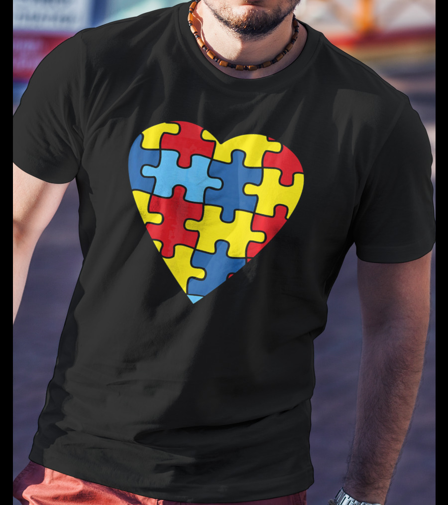 No Words Just Love Puzzle Heart Autism Awareness T-Shirt