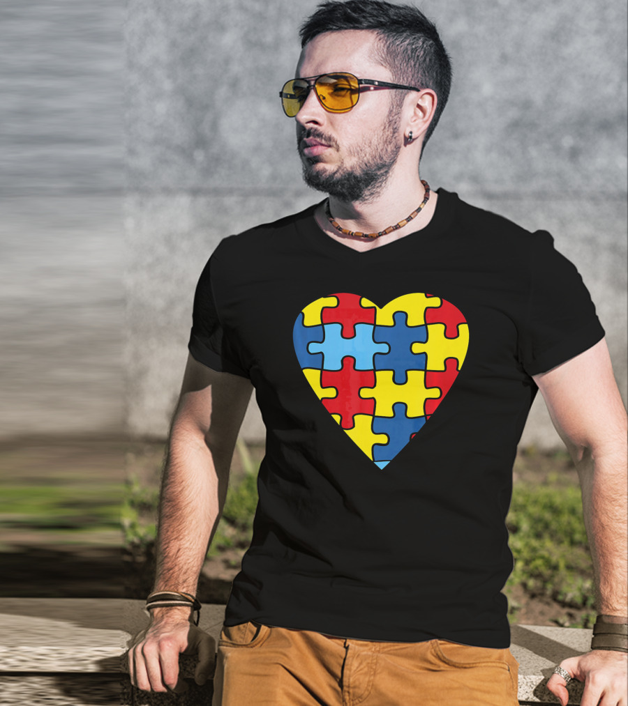 No Words Just Love Puzzle Heart Autism Awareness T-Shirt