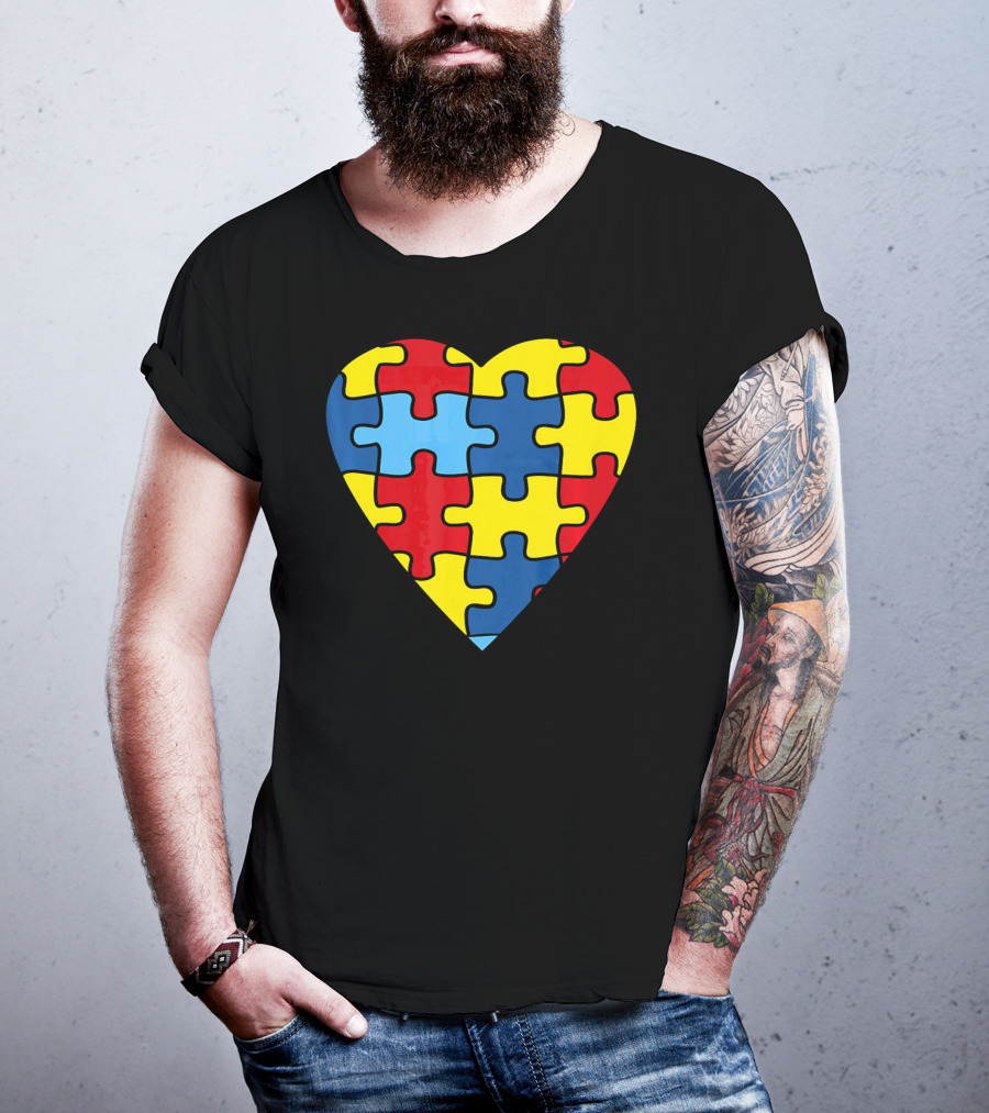 No Words Just Love Puzzle Heart Autism Awareness T-Shirt