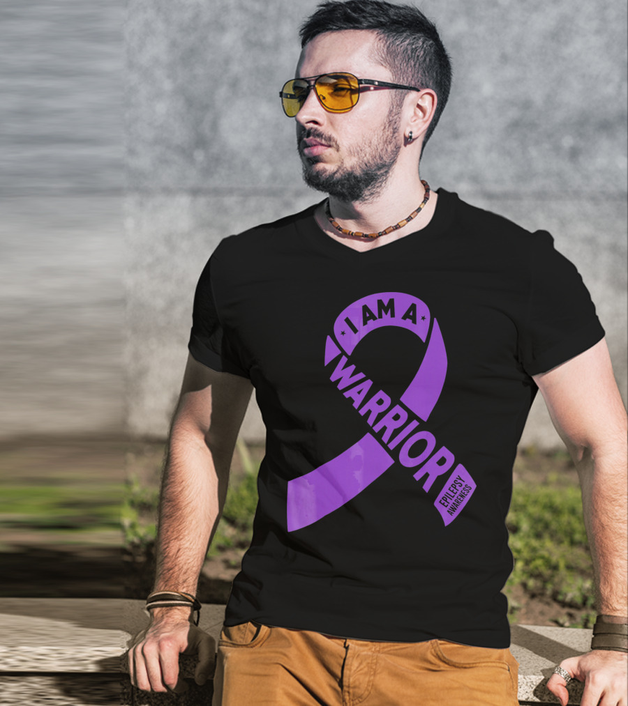 I Am A Warrior Purple Ribbon Epilepsy Awareness T-Shirt