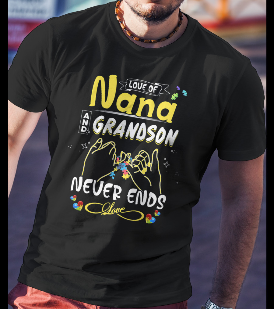 Love Of Nana And Grandson Never Ends Love Puzzle Connection T-Shirt