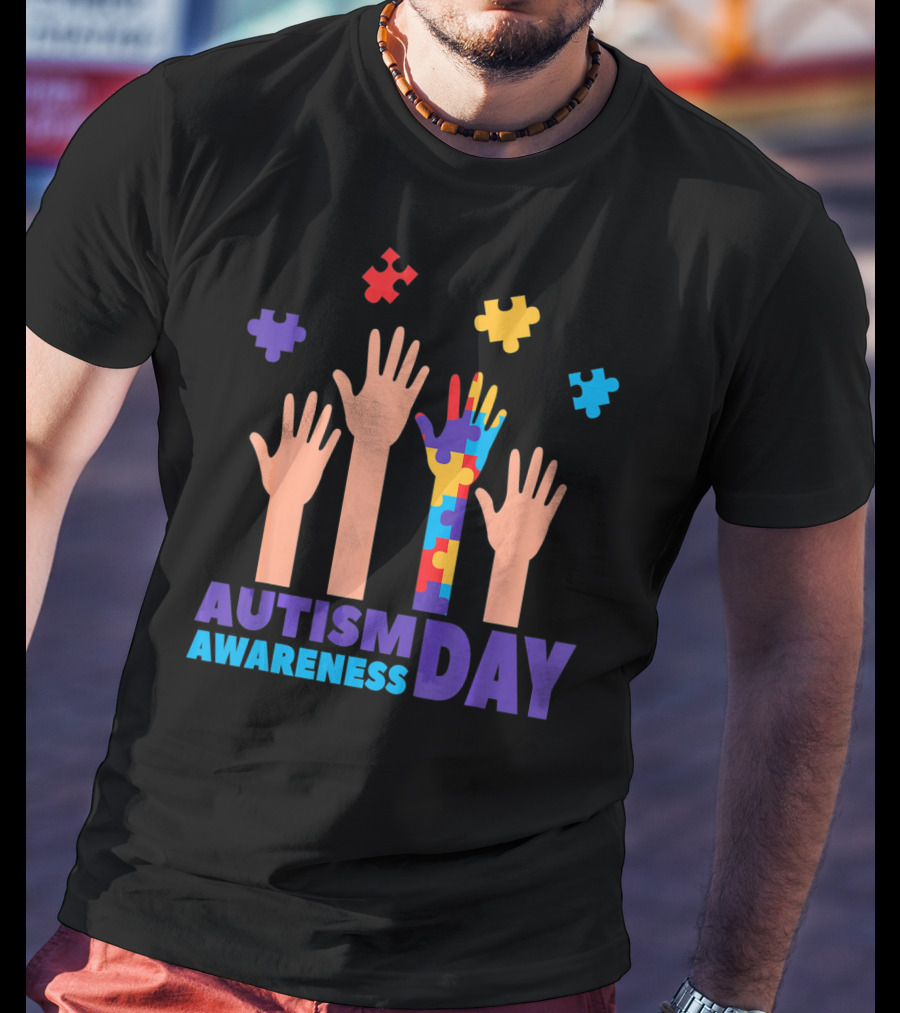 Autism Awareness Day Hands Puzzles T-Shirt