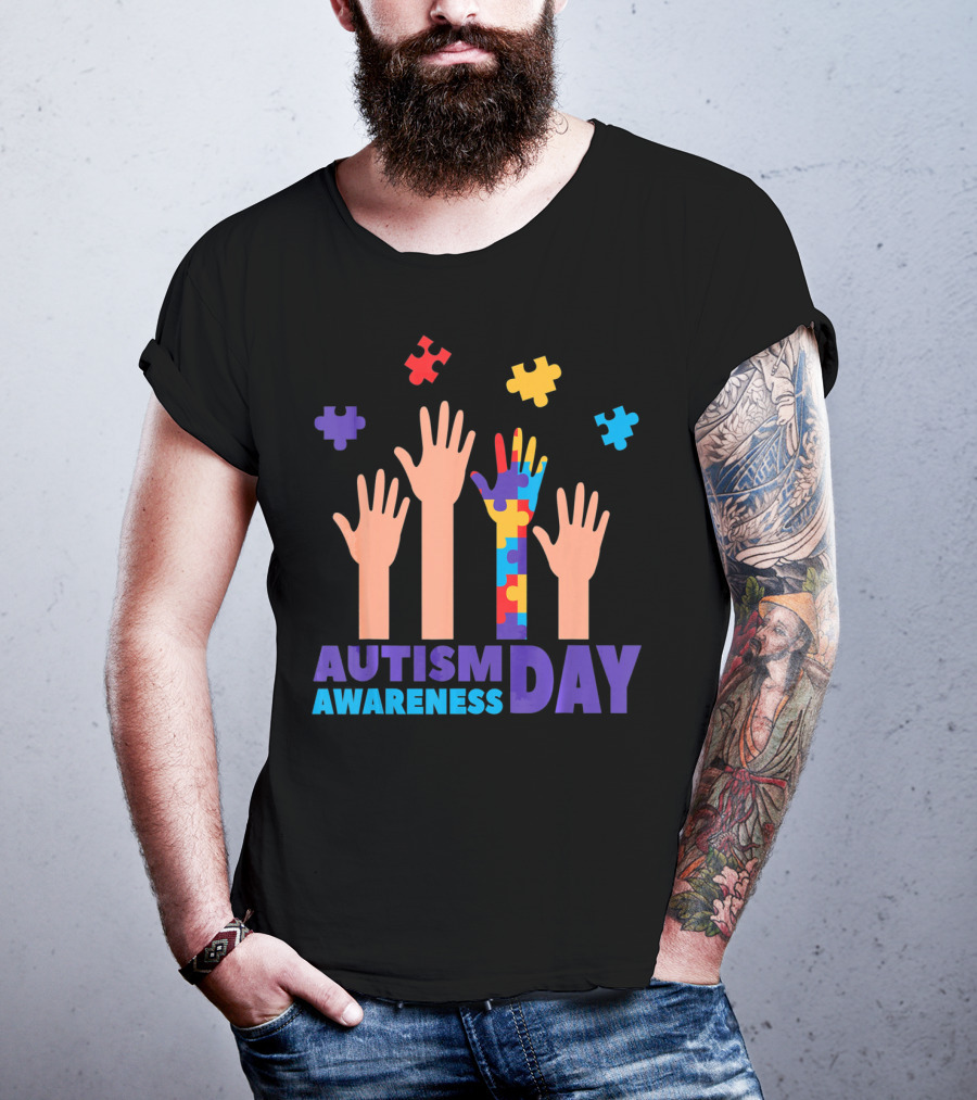 Autism Awareness Day Hands Puzzles T-Shirt