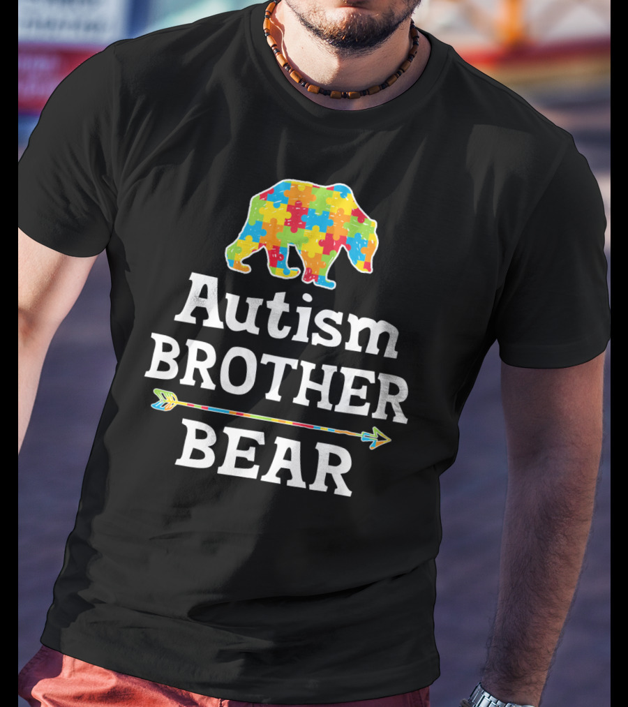 Autism Brother Bear Puzzle Piece Awareness Arrow T-Shirt