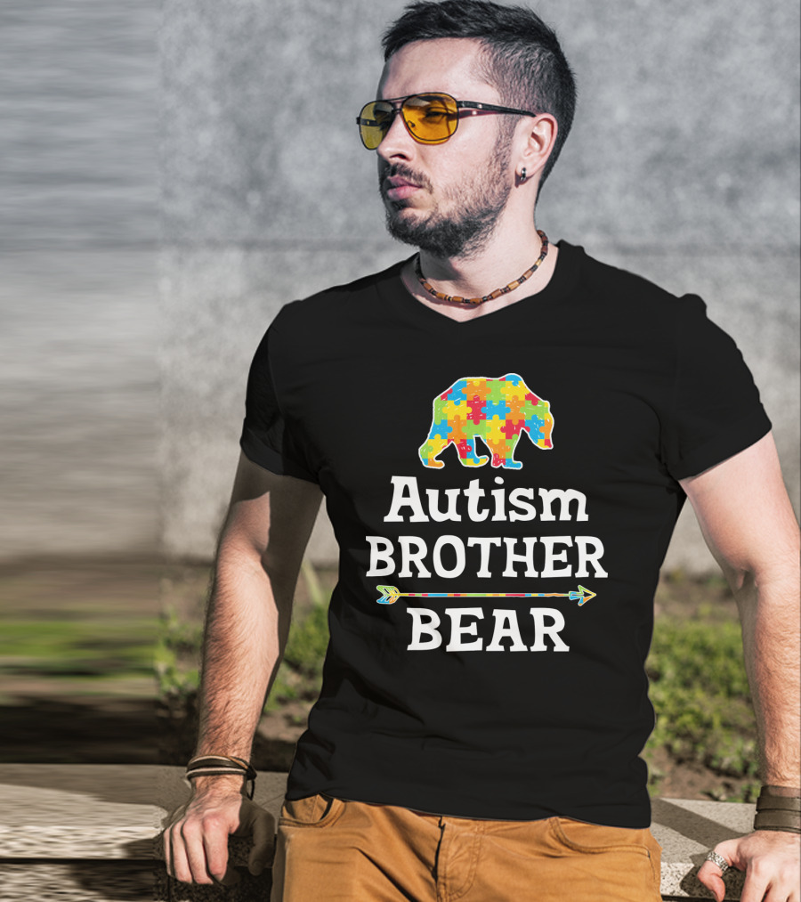 Autism Brother Bear Puzzle Piece Awareness Arrow T-Shirt