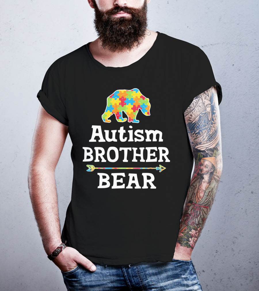 Autism Brother Bear Puzzle Piece Awareness Arrow T-Shirt