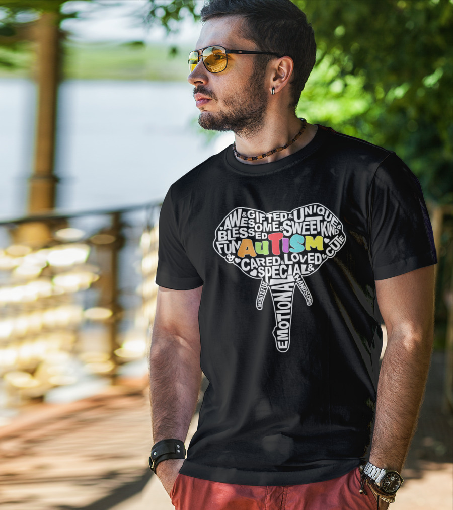 Autism Gifted Awesome Unique Emotional Elephant Face T-Shirt