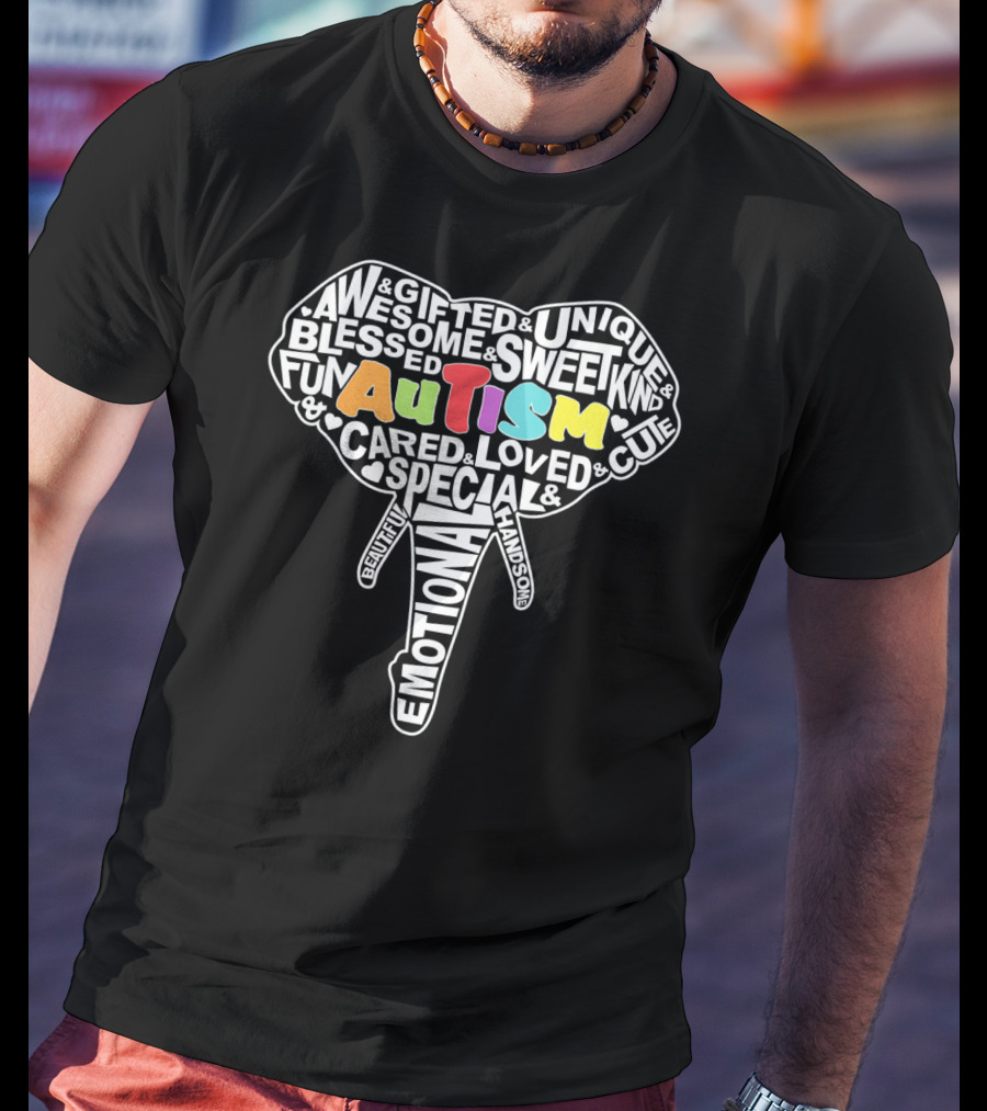 Autism Gifted Awesome Unique Emotional Elephant Face T-Shirt