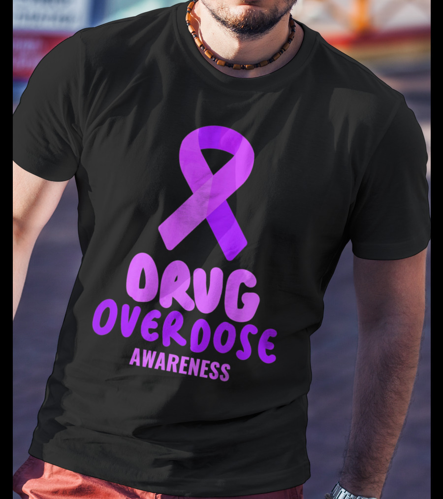 Drug Overdose Awareness Purple Ribbon Awareness T-Shirt