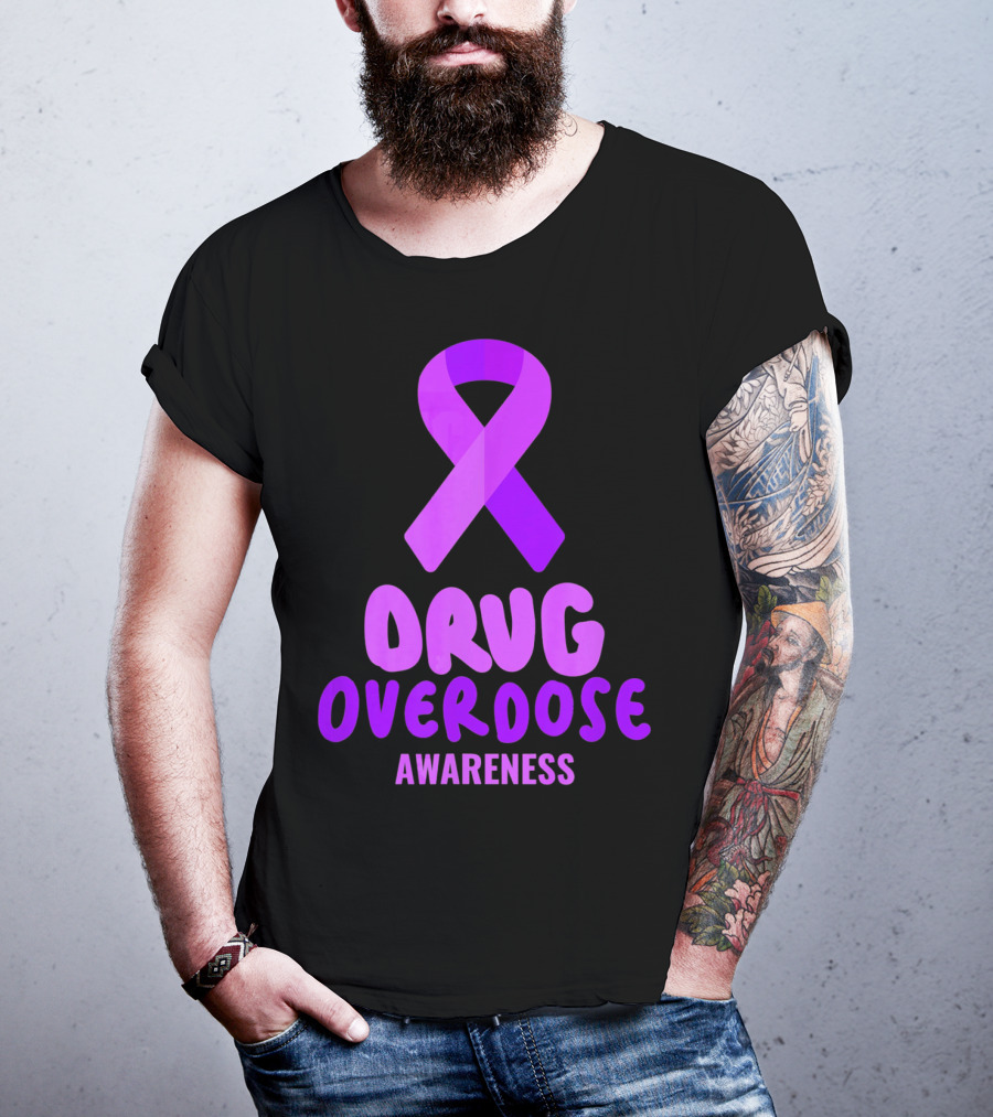 Drug Overdose Awareness Purple Ribbon Awareness T-Shirt