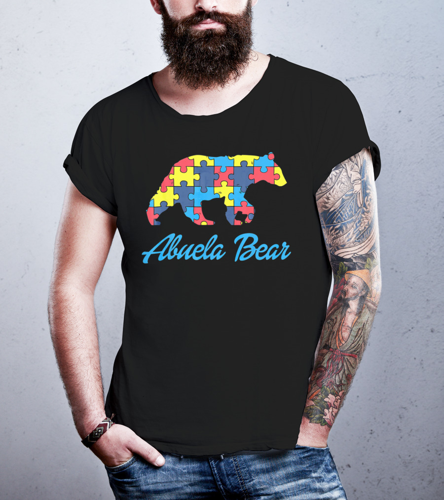 Abuela Bear Autism Awareness Puzzle T-Shirt