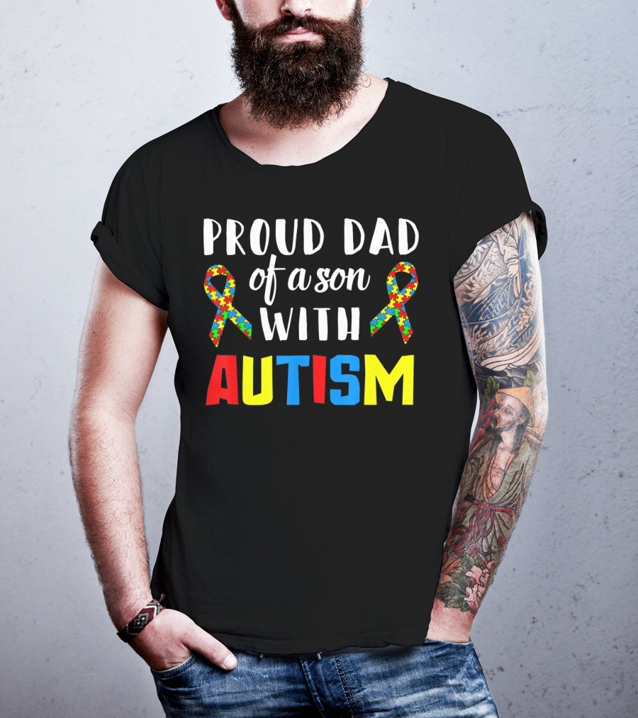 Proud Dad Of A Son With Autism Puzzle T-Shirt