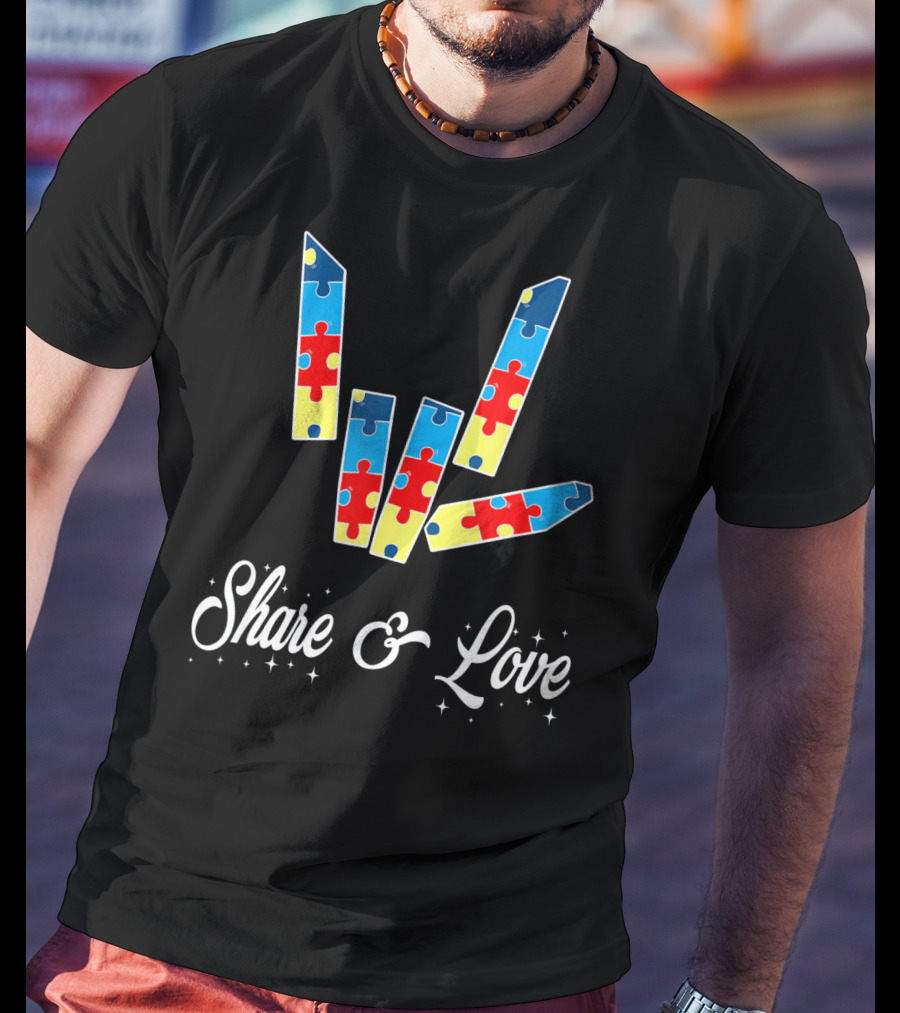 Share And Love Autism Awareness Puzzle Pieces T-Shirt