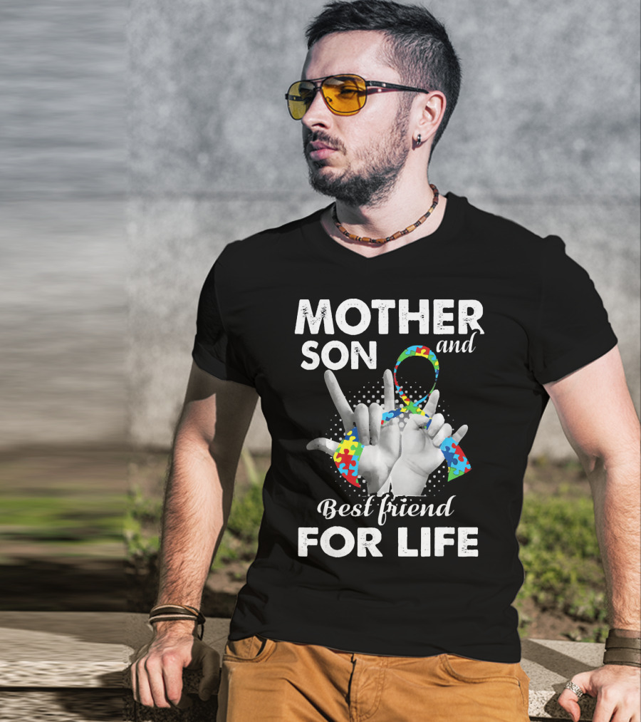 Mother Son And Best Friend For Life Autism Awareness T-Shirt