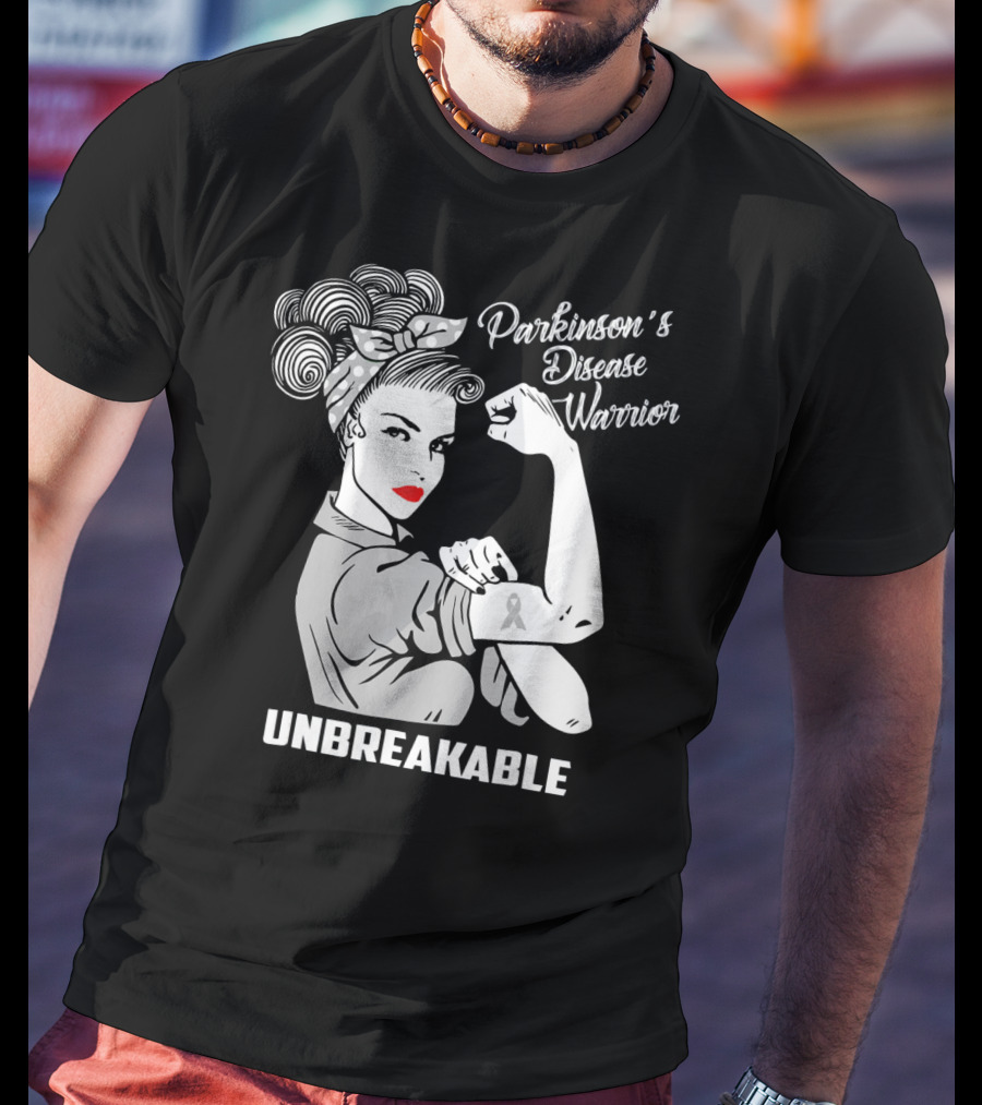 Parkinson's Disease Warrior Unbreakable Rosie The Riveter T-Shirt
