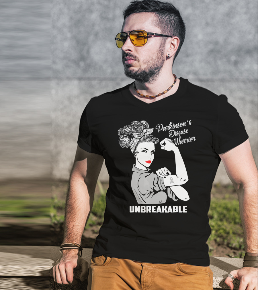 Parkinson's Disease Warrior Unbreakable Rosie The Riveter T-Shirt