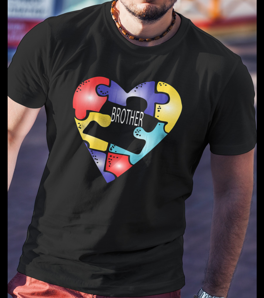 Brother Puzzle Heart Autism Awareness T-Shirt