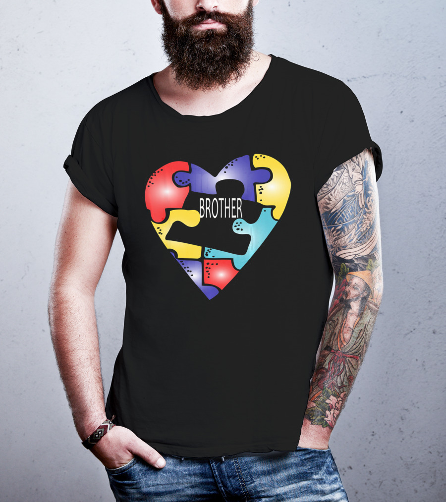 Brother Puzzle Heart Autism Awareness T-Shirt